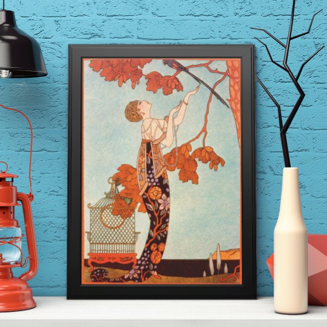 Vintage Art Deco, Flighty Bird by George Barbier Poster (Creator Uploaded)