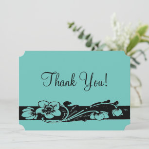 Vintage Art Deco Floral Border Thank You card
