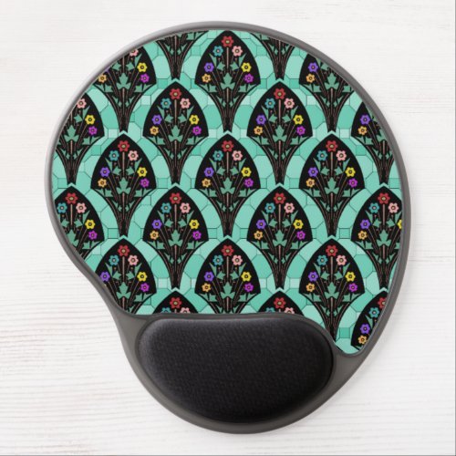 Vintage Art Deco Flower Fan Mosaic Gel Mouse Pad