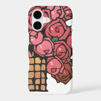 Vintage Art Deco Flowers, Pink Garden Roses iPhone 17 Case