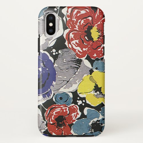 Vintage Art Deco Flowers Roses Floral Pattern iPhone X Case