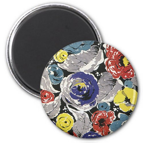 Vintage Art Deco Flowers Roses Floral Pattern Magnet