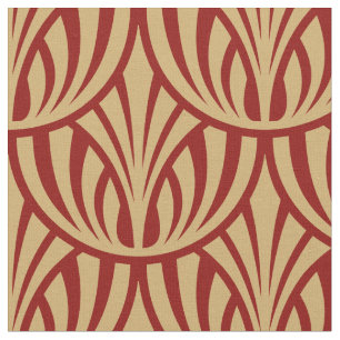 Vintage Art Deco Foliage Fish Scale Pattern Fabric