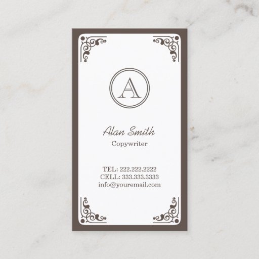 Customizable Classy Art Deco Border Copywriter Business Card Template