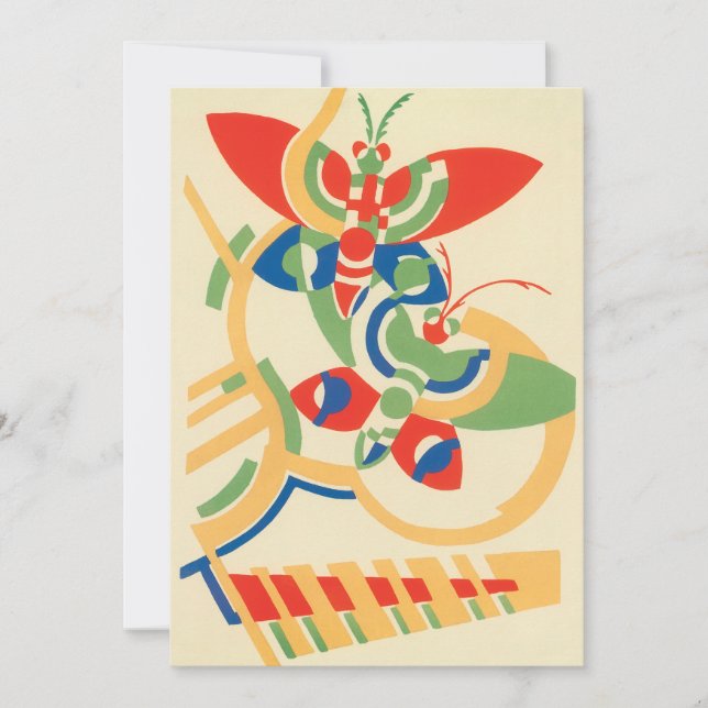 Vintage Art Deco Garden Butterflies Invitation (Front)