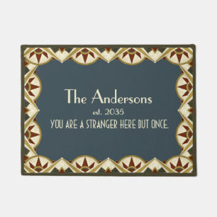 Vintage Art Deco Geometric Family Name Doormat