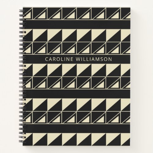 Vintage Art Deco Geometric in Black Personalized Notebook