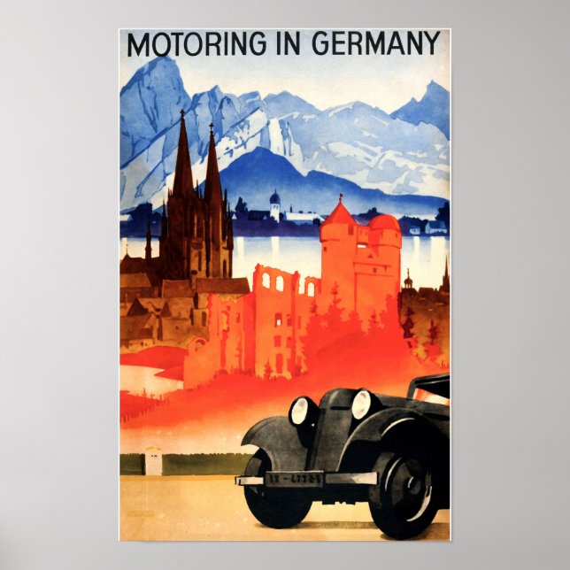 Vintage Art Deco Germany Travel Tourism Poster (Front)