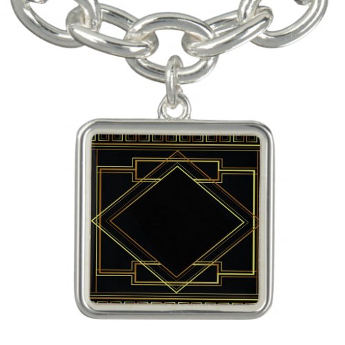 vintage art deco gold and black pattern geometric bracelet
