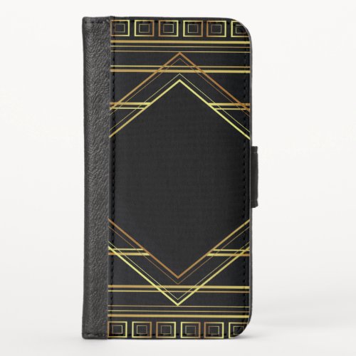vintage art deco gold and black pattern geometric iPhone x wallet case