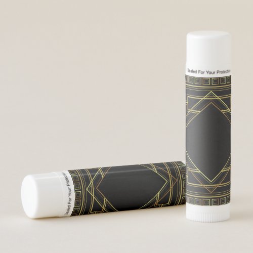 vintage art deco gold and black pattern geometric lip balm