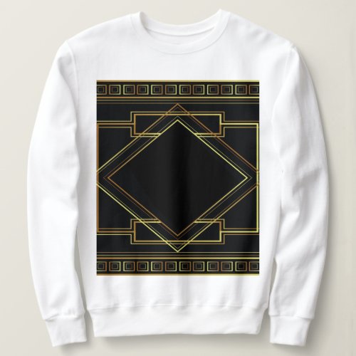 vintage art deco gold and black pattern geometric sweatshirt