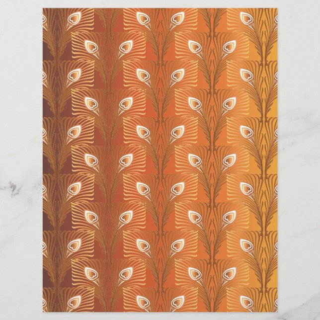 Vintage art deco gold peacock feather pattern (Front)