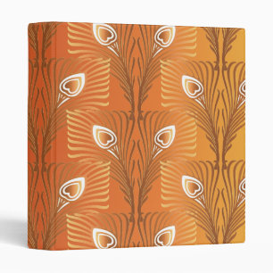 Vintage art deco gold peacock feather pattern binder