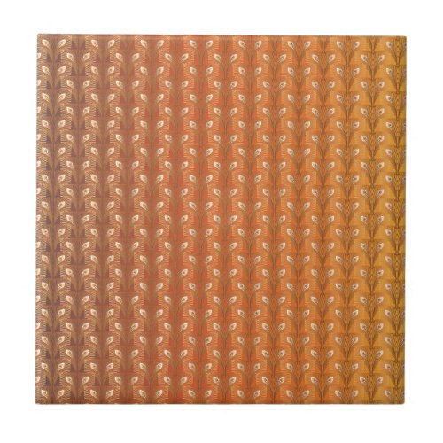 Vintage art deco gold peacock feather pattern tile