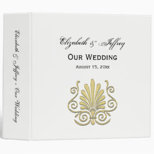 Vintage Art Deco Gold Plume Arabesque 3 Ring Binder