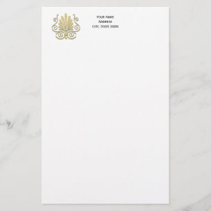 Vintage Art Deco Gold Plume Arabesque Stationery