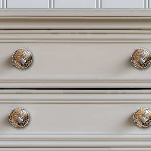 Vintage Art Deco Gold SIlver Metal Sculpture Ceramic Knob