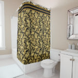 Vintage Art Deco Golden Floral Shower Curtain