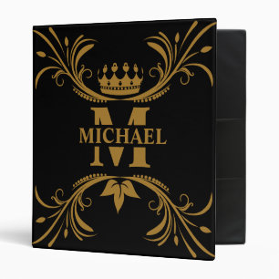 Vintage Art Deco Golden Name Monogram 3 Ring Binder