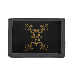 Vintage Art Deco Golden Name Monogram Trifold Wallet