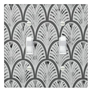 Vintage Art Deco Gray Fan Pattern Light Switch Cover