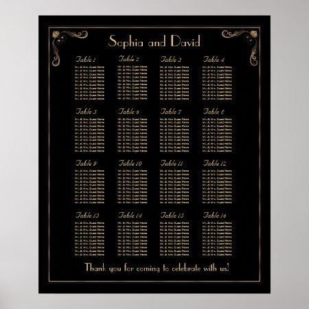 Vintage Art Deco Great Gatsby Seating Chart 16