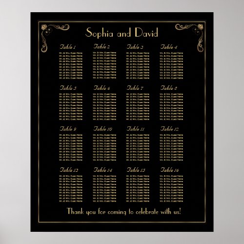Vintage Art Deco Great Gatsby Seating Chart 16