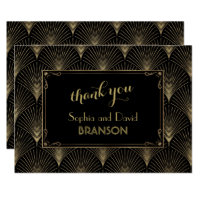 Vintage Art Deco Great Gatsby Wedding THANK YOU Card