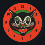 Vintage Art Deco Halloween Cat Large Clock<br><div class="desc">Vintage Art Deco Halloween Cat Large Clock</div>