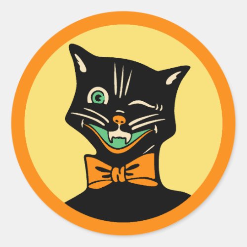 Vintage Art Deco Halloween Cat Sticker