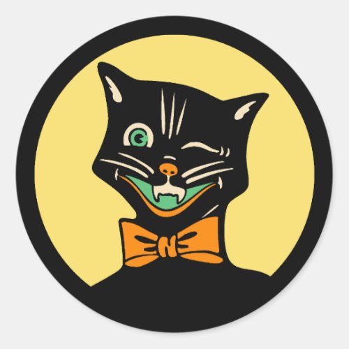 Vintage Art Deco Halloween Cat Sticker