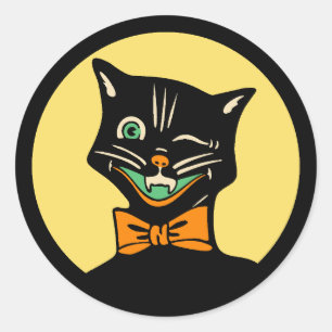 Vintage Art Deco Halloween Cat Sticker