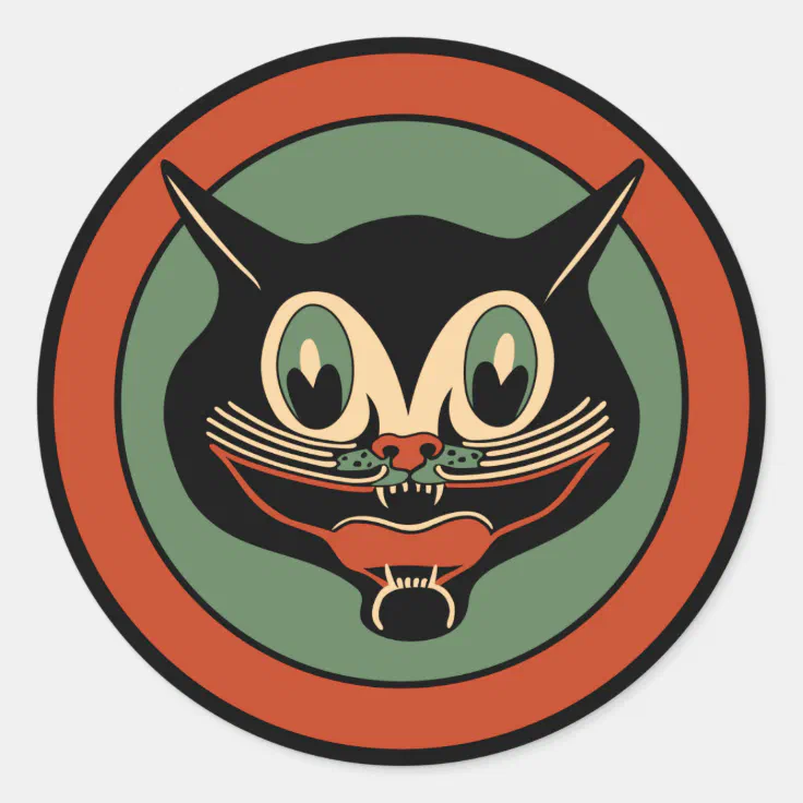 Vintage Art Deco Halloween Cat Sticker