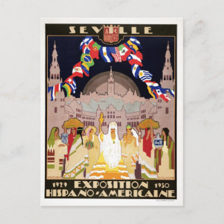 Vintage art deco Hispano-American expo Sevilla Postcard