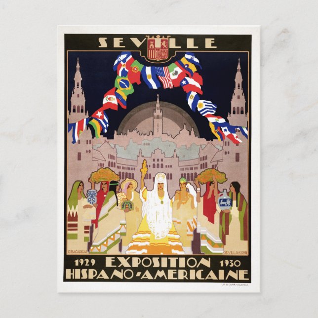 Vintage art deco Hispano-American expo Sevilla Postcard (Front)