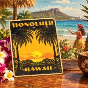 Vintage Art Deco Honolulu, Hawaii Tourism Travel Postcard
