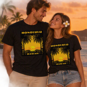Vintage Art Deco Honolulu, Hawaii Tourism Travel T-Shirt