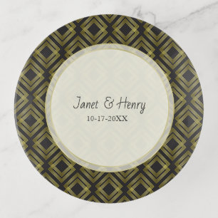 Vintage Art Deco Inspired Design in Gold & Black Trinket Tray