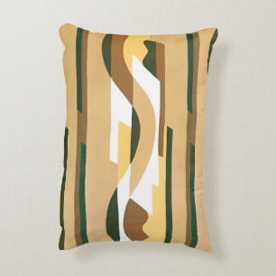 Vintage Art Deco Jazz Curve Pattern Autumn Colors Decorative Pillow