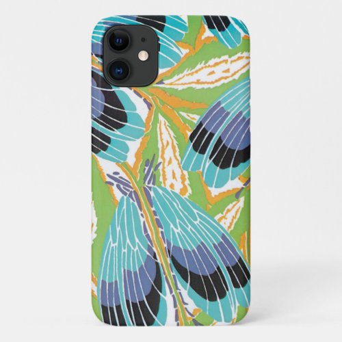 Vintage Art Deco Jazz Pochoir Garden Bugs Insects iPhone 11 Case