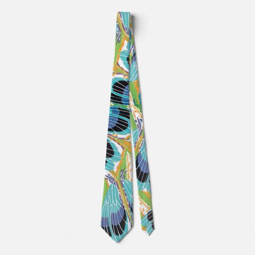 Vintage Art Deco Jazz Pochoir Garden Bugs Insects Tie