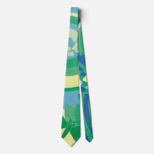 Vintage Art Deco Jazz Pochoir Garden Butterflies Neck Tie