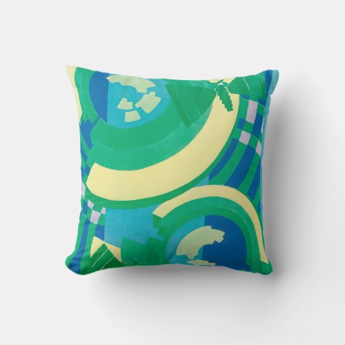 Vintage Art Deco Jazz Pochoir Garden Butterflies Throw Pillow