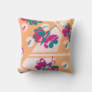 Vintage Art Deco Jazz Pochoir Garden Butterflies Throw Pillow