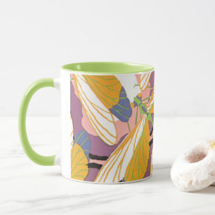 Vintage Art Deco Jazz Pochoir Garden Dragonflies Mug