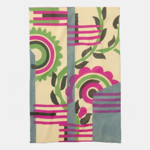 Vintage Art Deco Jazz Pochoir Geometric Pattern Kitchen Towel