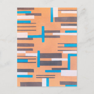 Vintage Art Deco Jazz Pochoir, Geometric Pattern Postcard