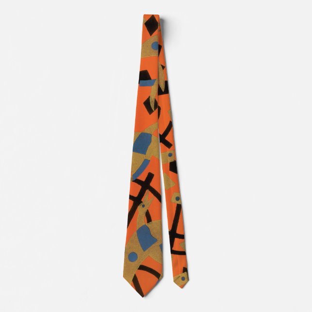 Vintage Art Deco Jazz Pochoir Golden Birds Animal Neck Tie (Front)