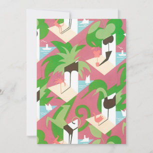 Vintage Art Deco Jazz Pochoir Palm Trees and Birds